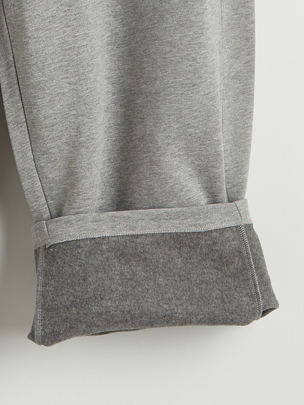 Gri Beli Lastikli Kadın Kalın Eşofman Altı-1