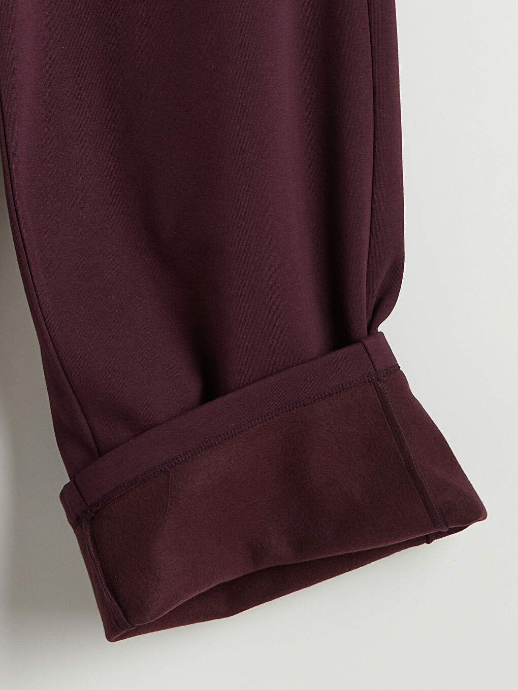 Bordo Beli Lastikli Kadın Kalın Eşofman Altı-1