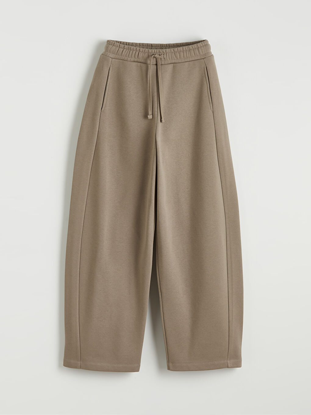 Bej Beli Lastikli Kadın Kalın Eşofman Altı