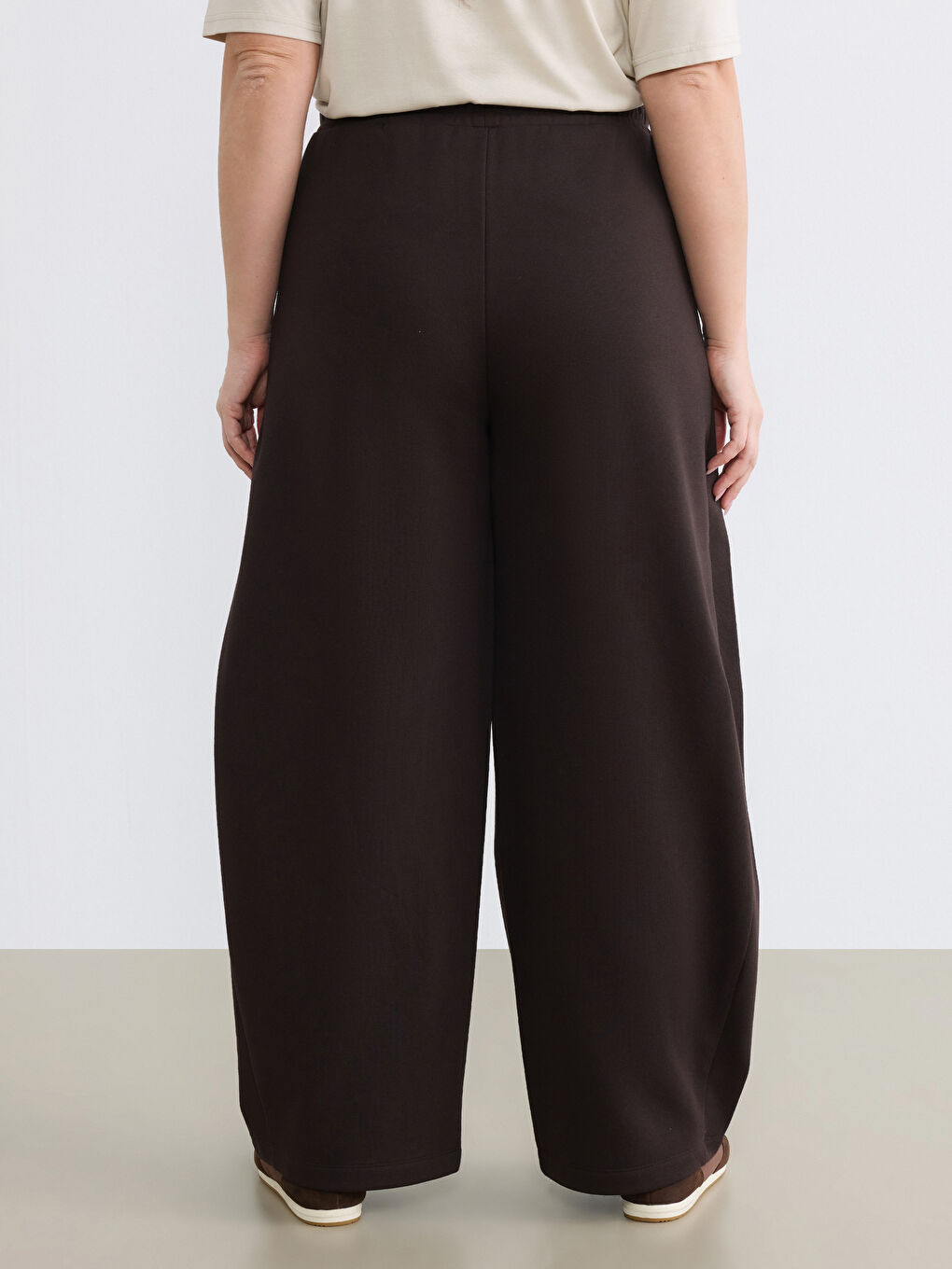 Kahverengi Beli Lastikli Kadın Kalın Eşofman Altı-7