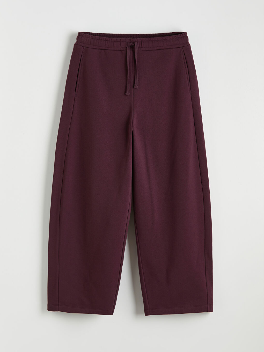 Bordo Beli Lastikli Kadın Kalın Eşofman Altı-8