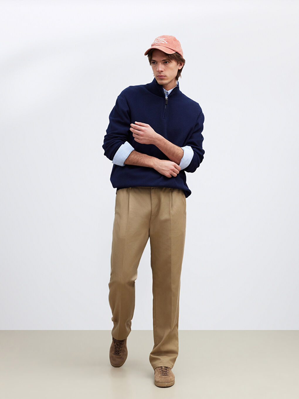 Lacivert Dik Yaka Erkek Triko Kazak-1