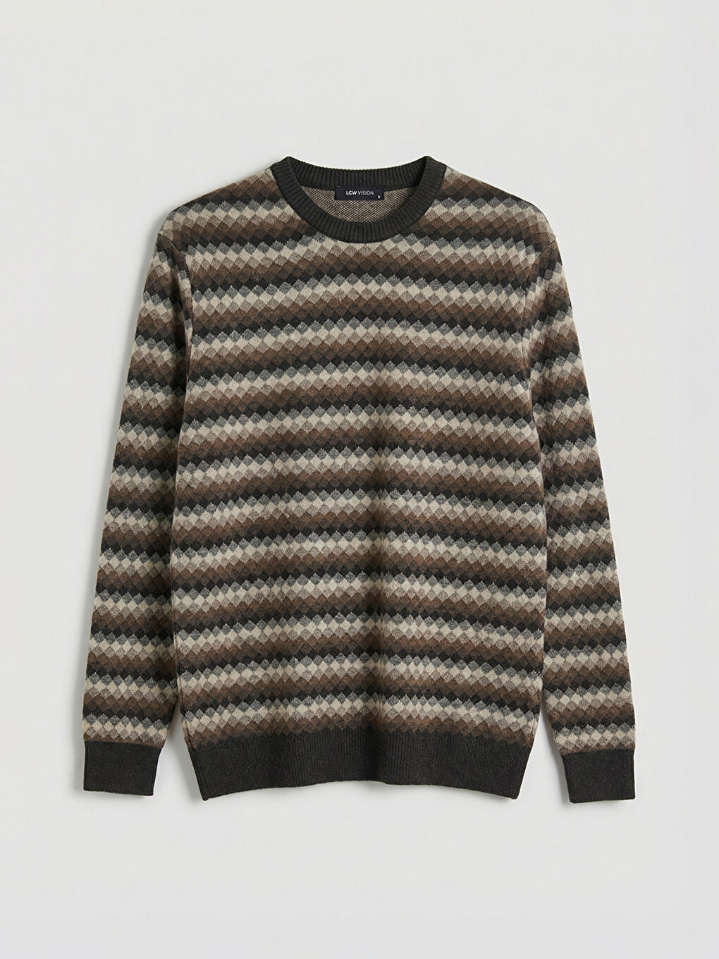 Antrasit Bisiklet Yaka Desenli Erkek Triko Kazak