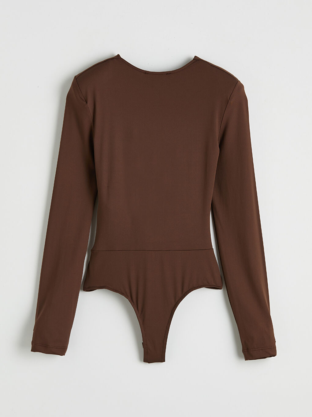 Kahverengi Kruvaze Yaka Büzgülü Bodysuit	-5