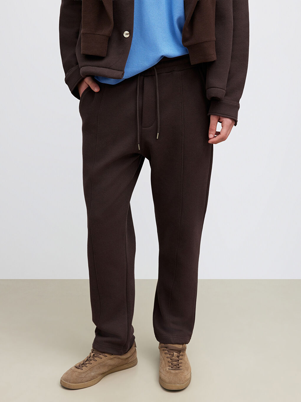 Kahverengi Standart Kalıp Erkek Eşofman Altı-1