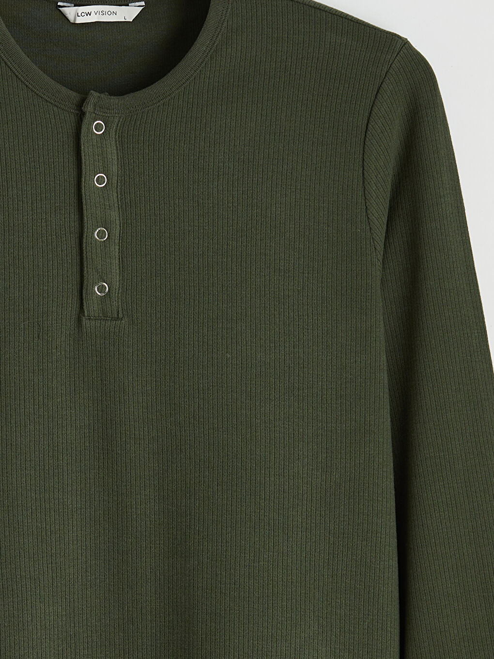 Yeşil Bisiklet Yaka Erkek Düğmeli Tişört-1