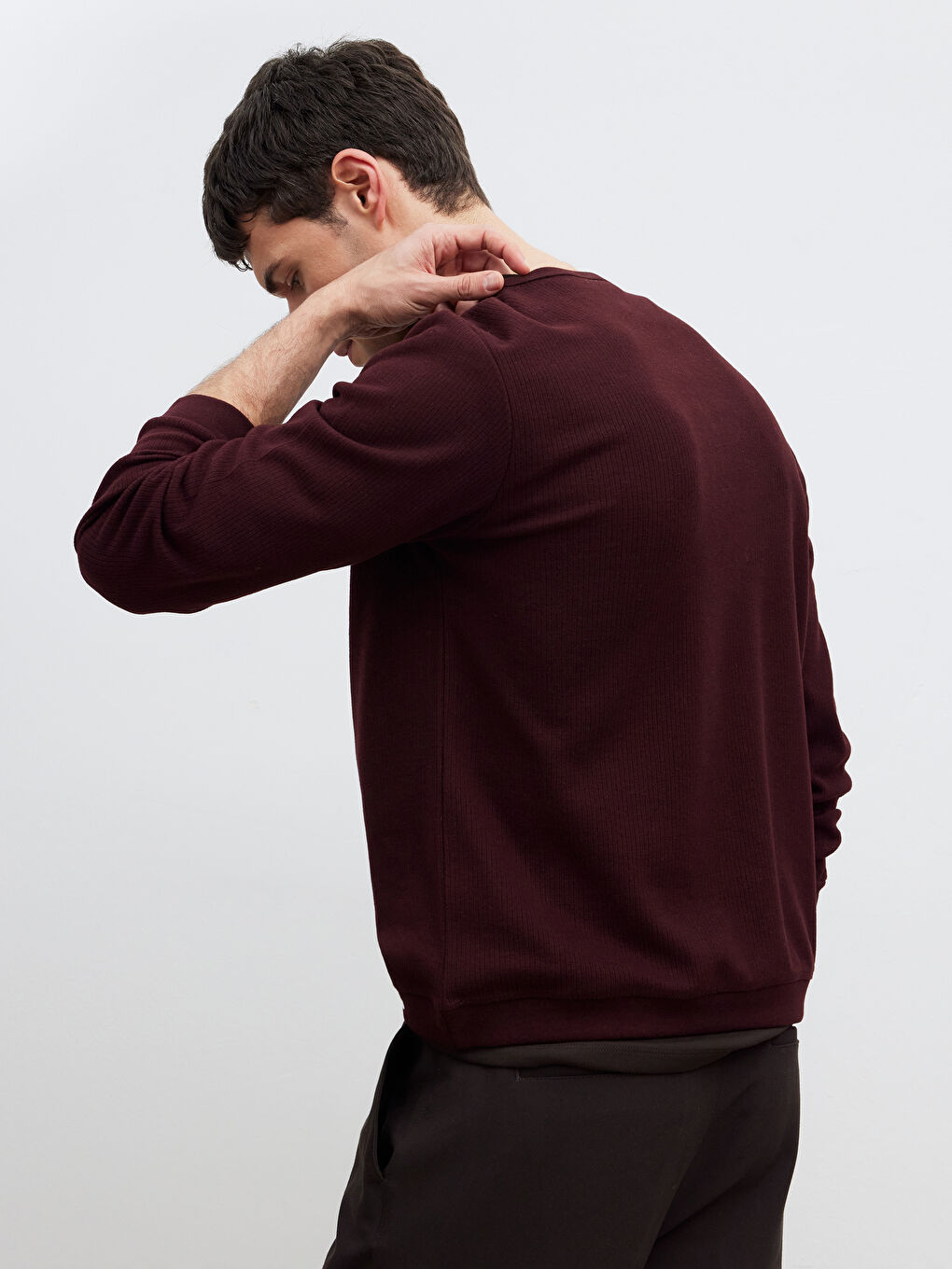 Bordo Bisiklet Yaka Erkek Düğmeli Tişört-3