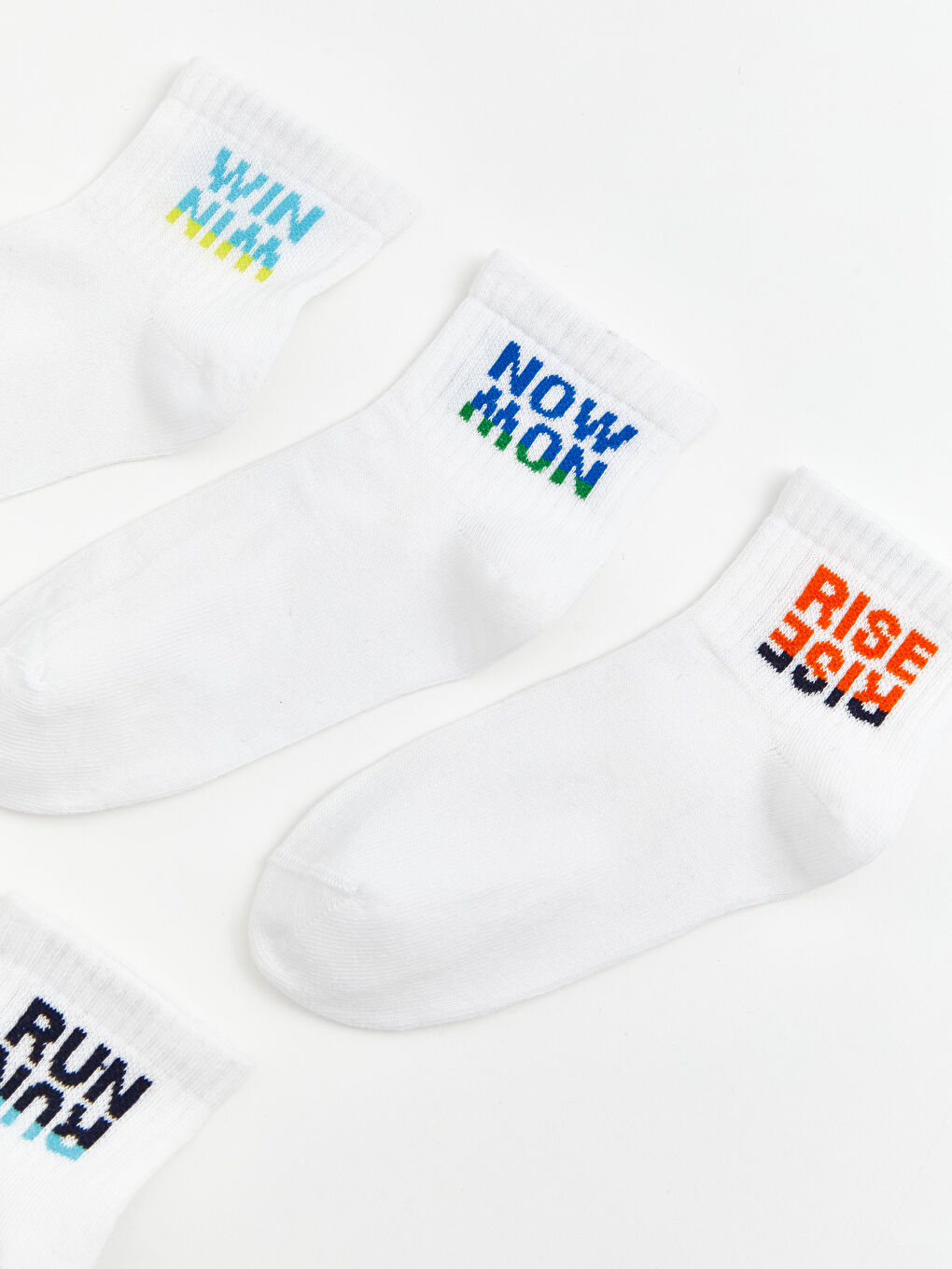 Karışık Yazı Baskılı Erkek Çocuk Soket Çorap 5'li-1