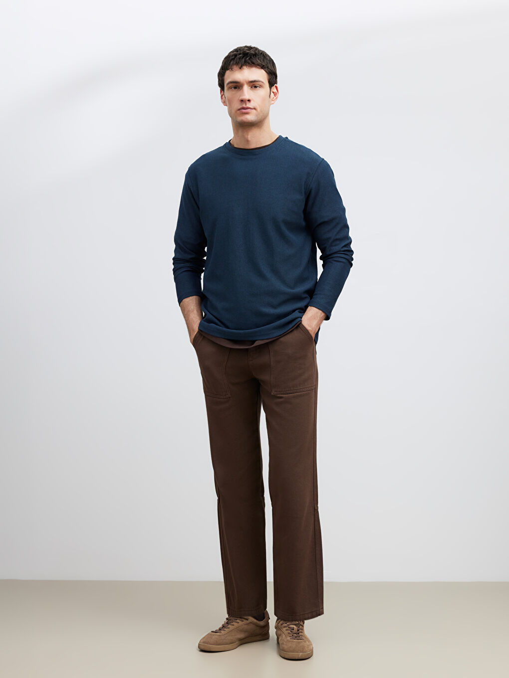 Petrol Bisiklet Yaka Erkek Tişört-1