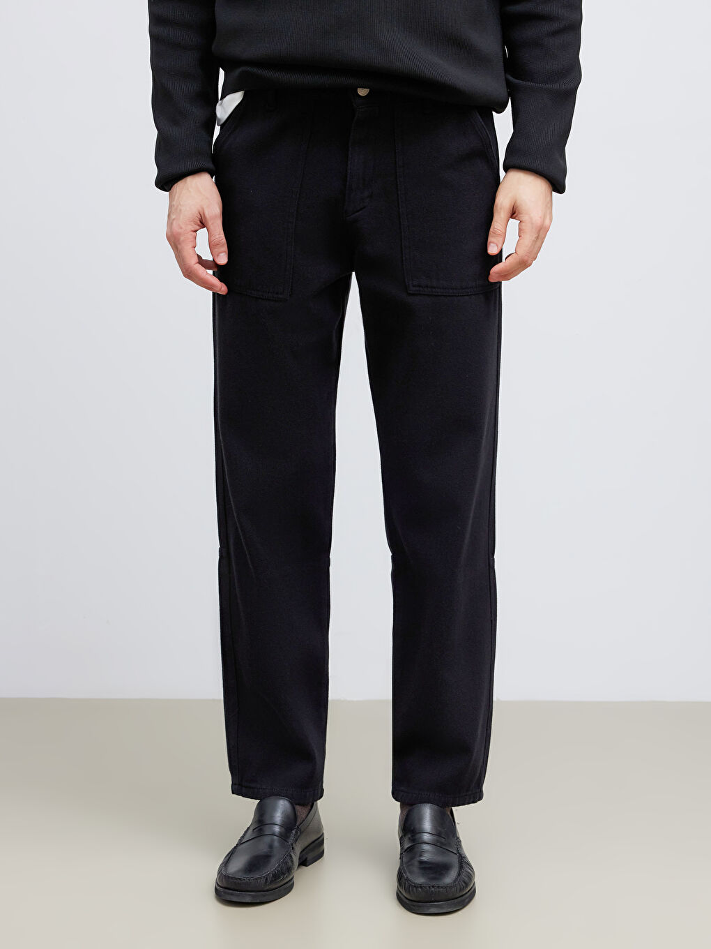 Siyah Loose Fit Erkek Pantolon-5
