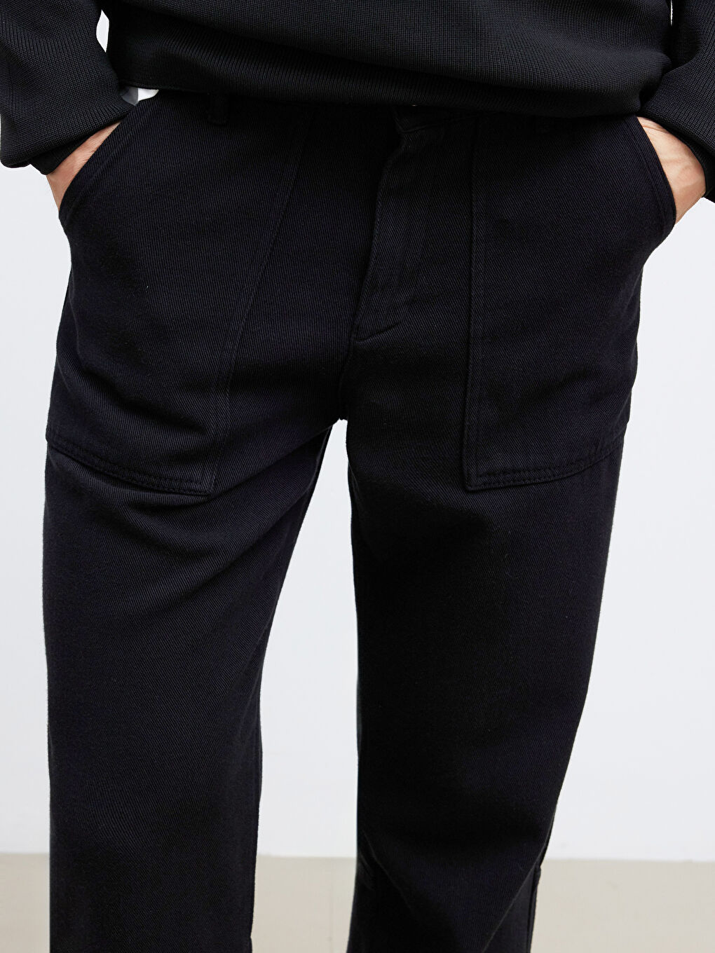 Siyah Loose Fit Erkek Pantolon-6