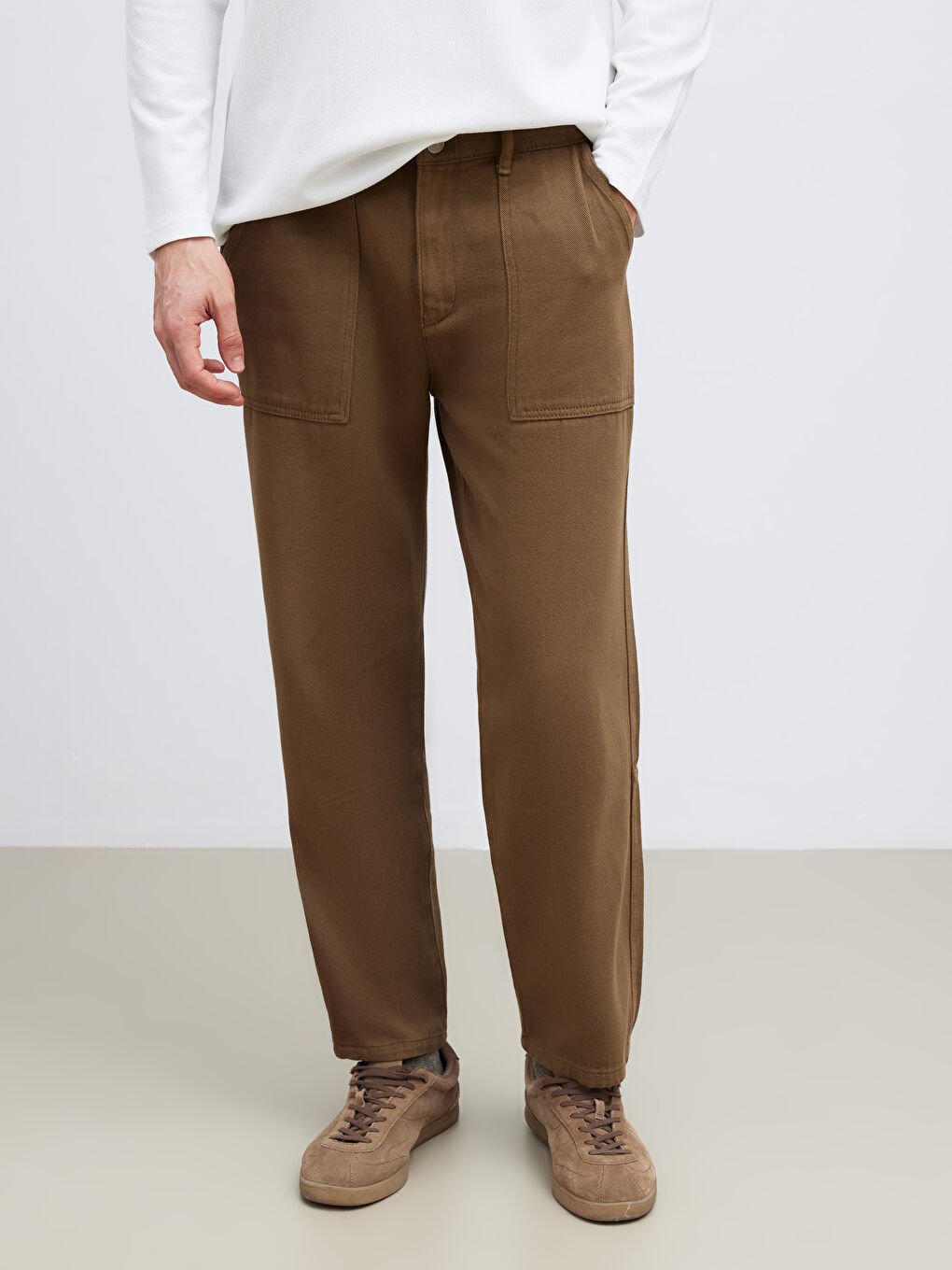 Haki Loose Fit Erkek Pantolon-1