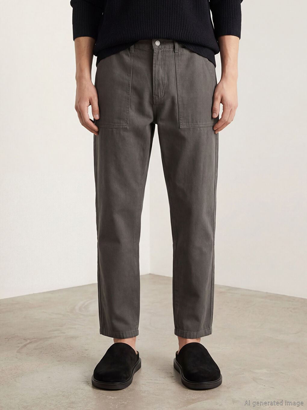 Antrasit Loose Fit Erkek Pantolon-5