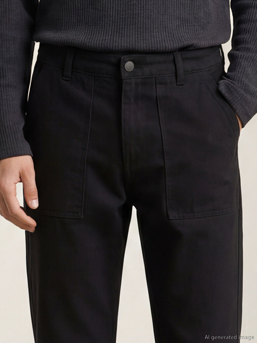 Siyah Loose Fit Erkek Pantolon-2