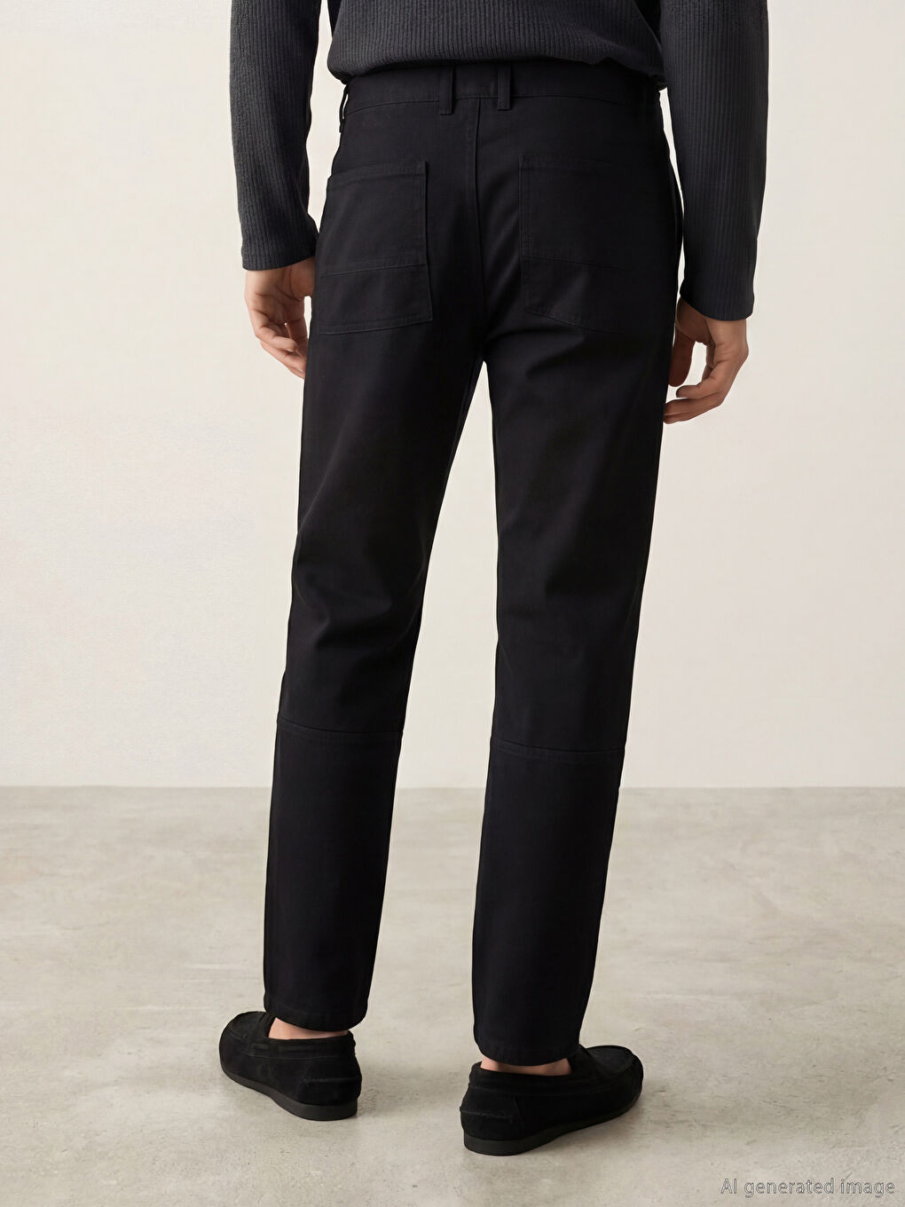 Siyah Loose Fit Erkek Pantolon-3