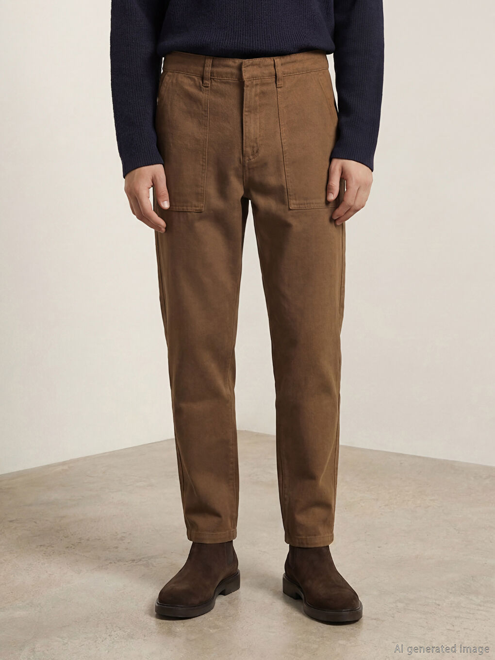 Haki Loose Fit Erkek Pantolon-5