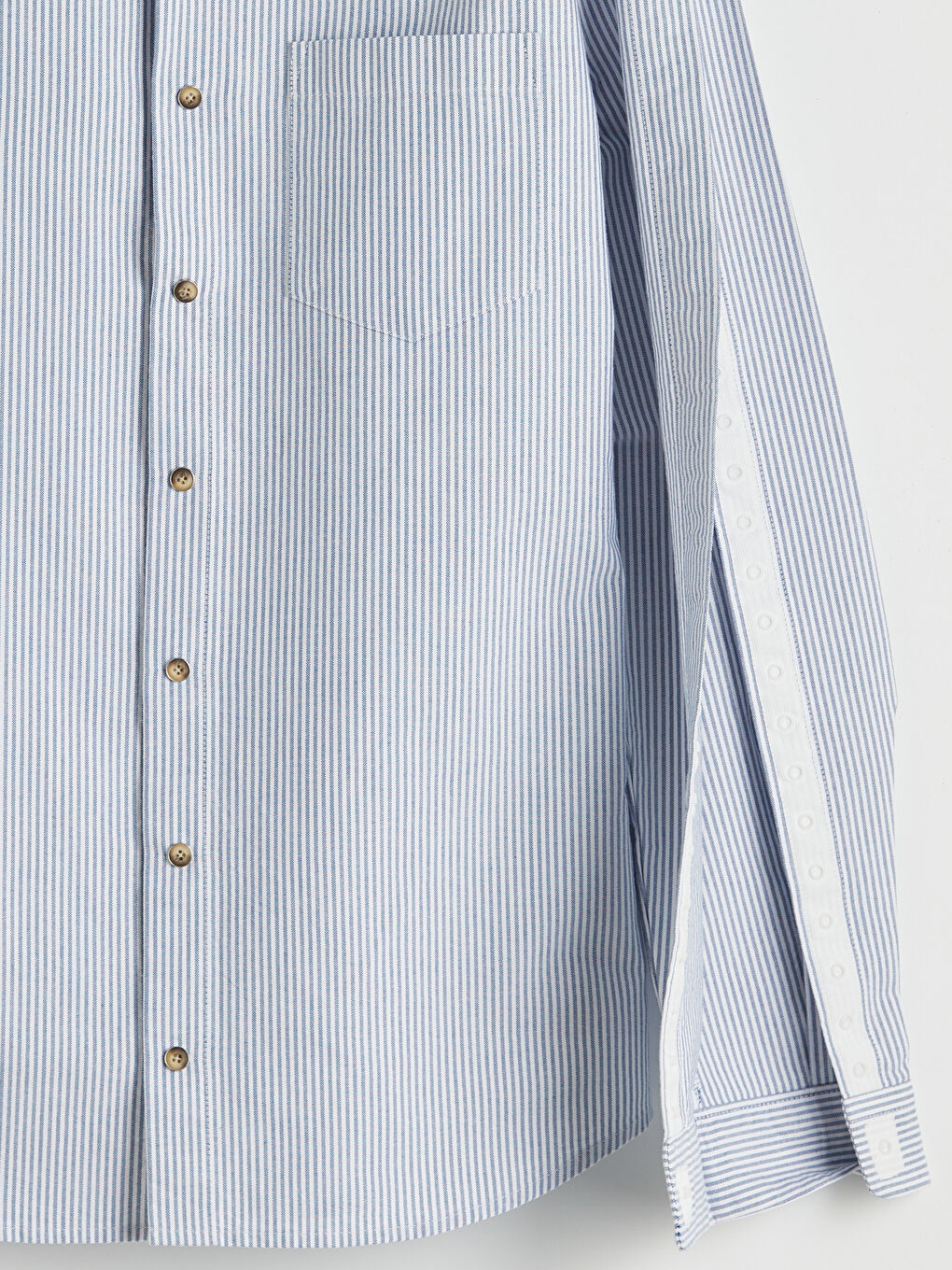 Mavi Kolay Giyilebilir Kolları Cırt Cırtlı Erkek Gömlek-4