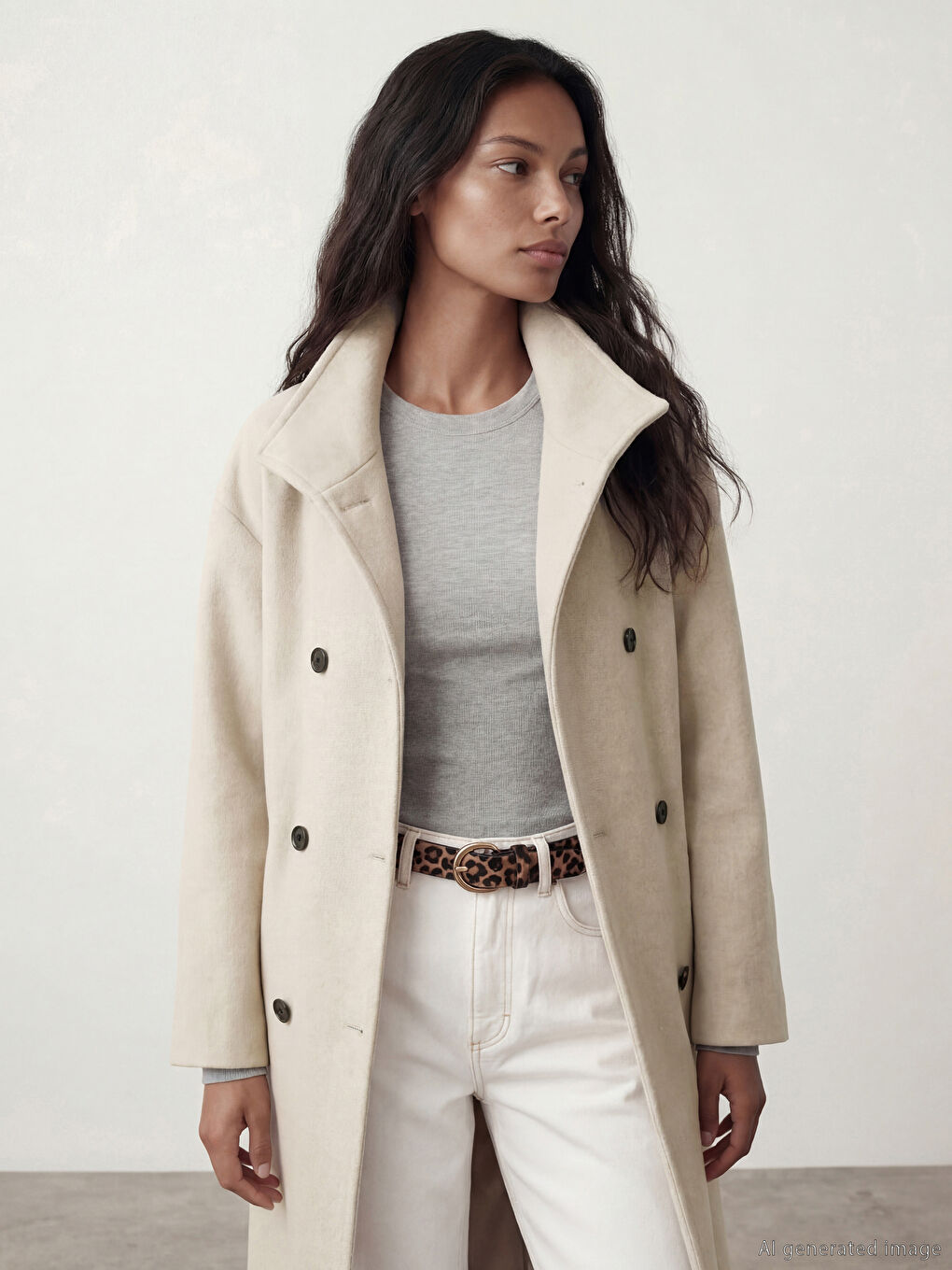 Bej Dik Yaka Kadın Kaşe Kaban		
-2