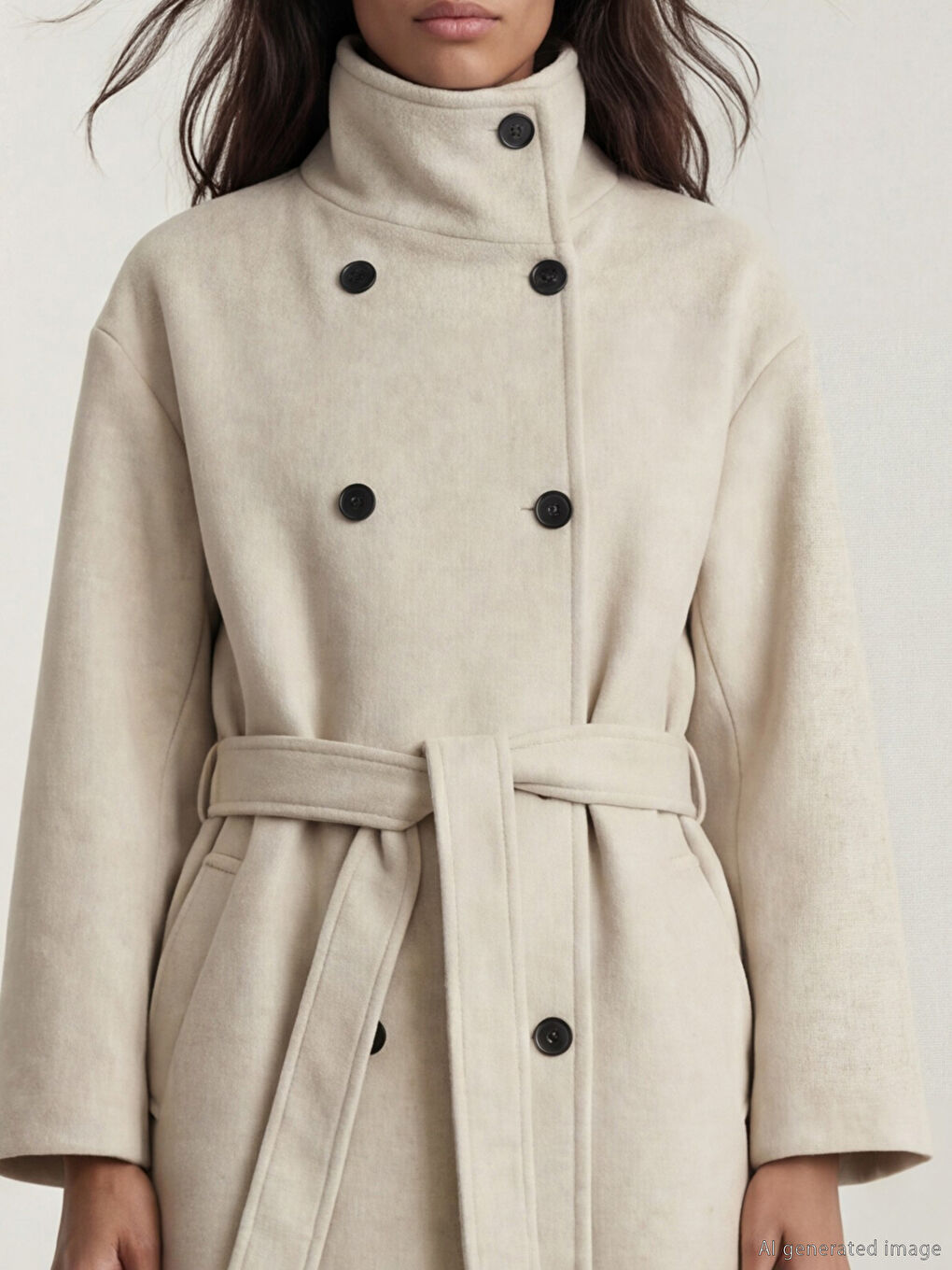 Bej Dik Yaka Kadın Kaşe Kaban		
-4