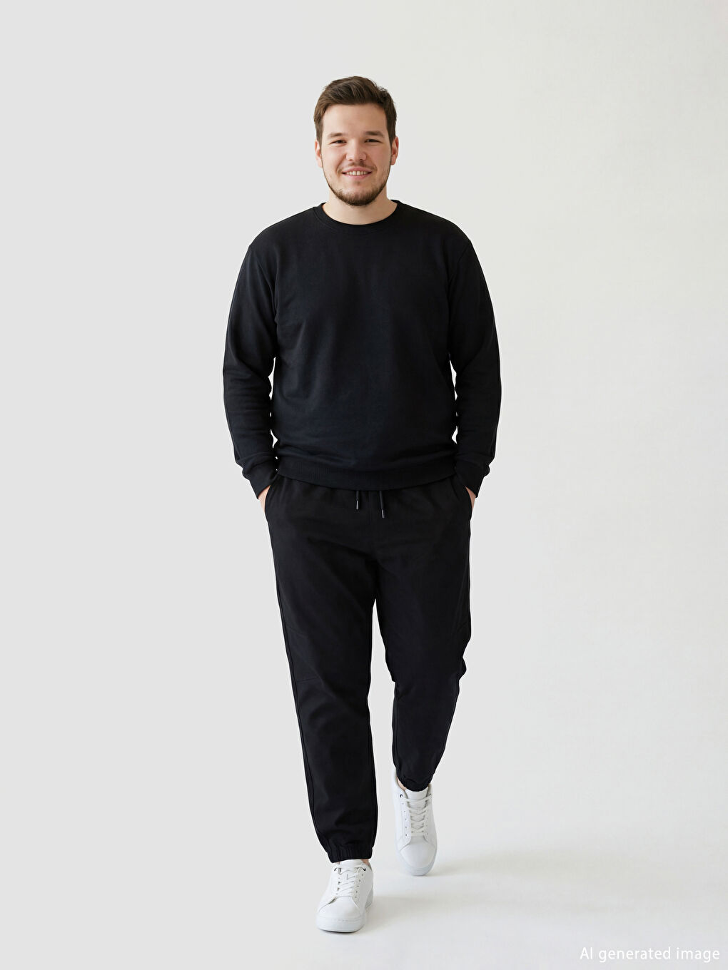 Siyah Standart Kalıp Erkek Jogger Pantolon