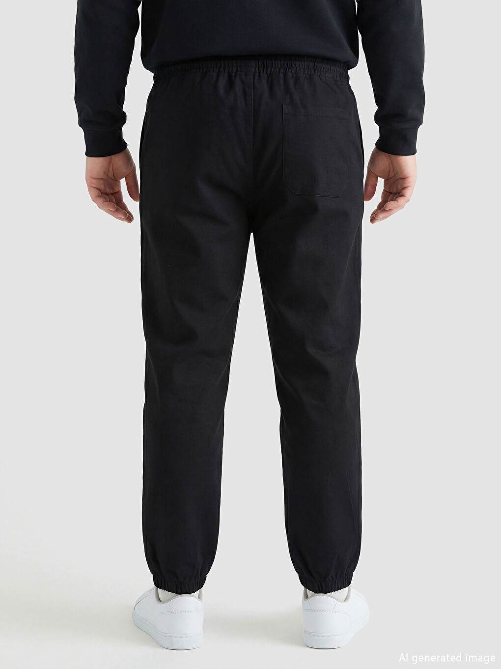 Siyah Standart Kalıp Erkek Jogger Pantolon-3