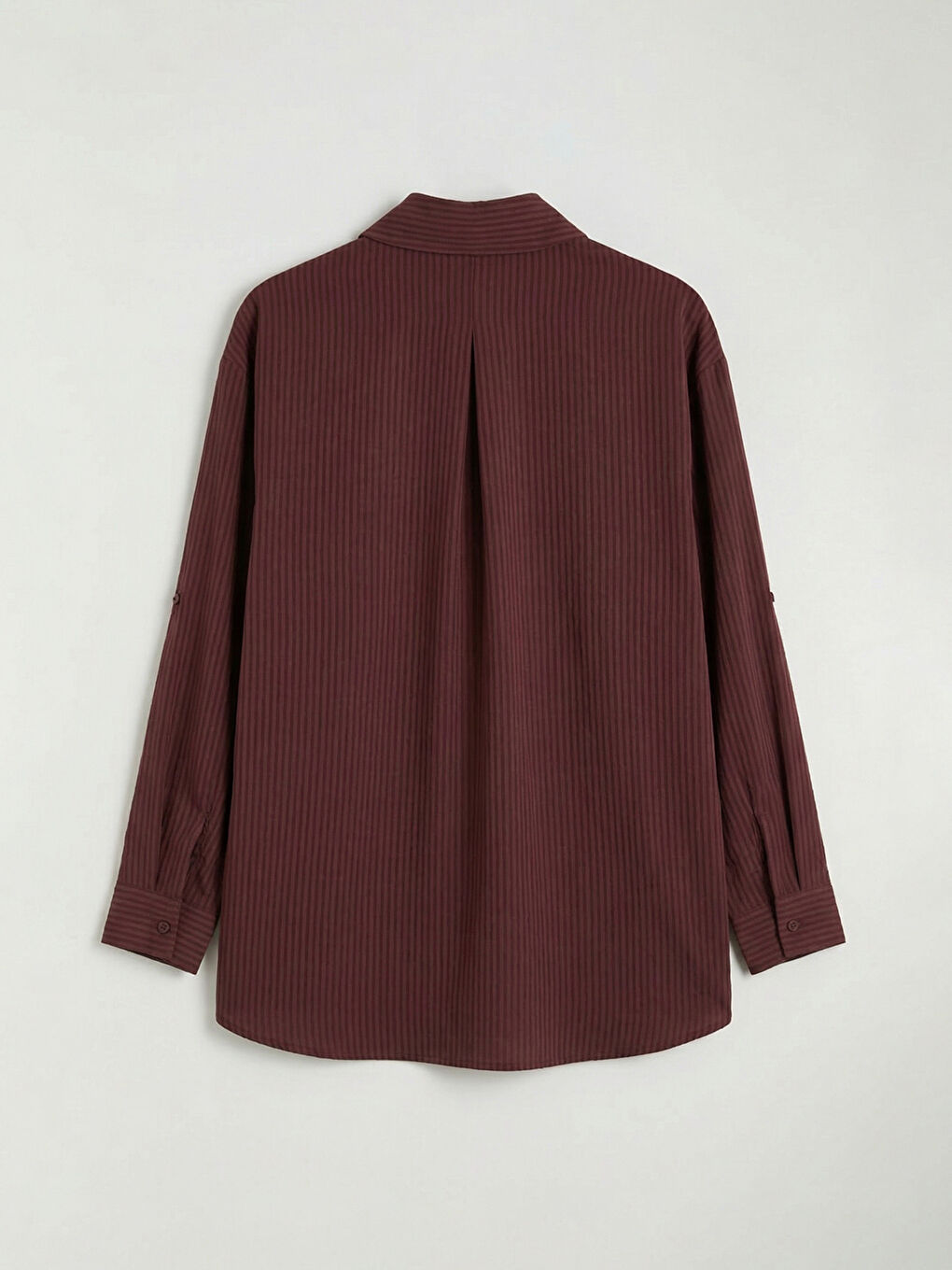 Bordo Çizgili Modal Karışımlı Kadın Gömlek	-1