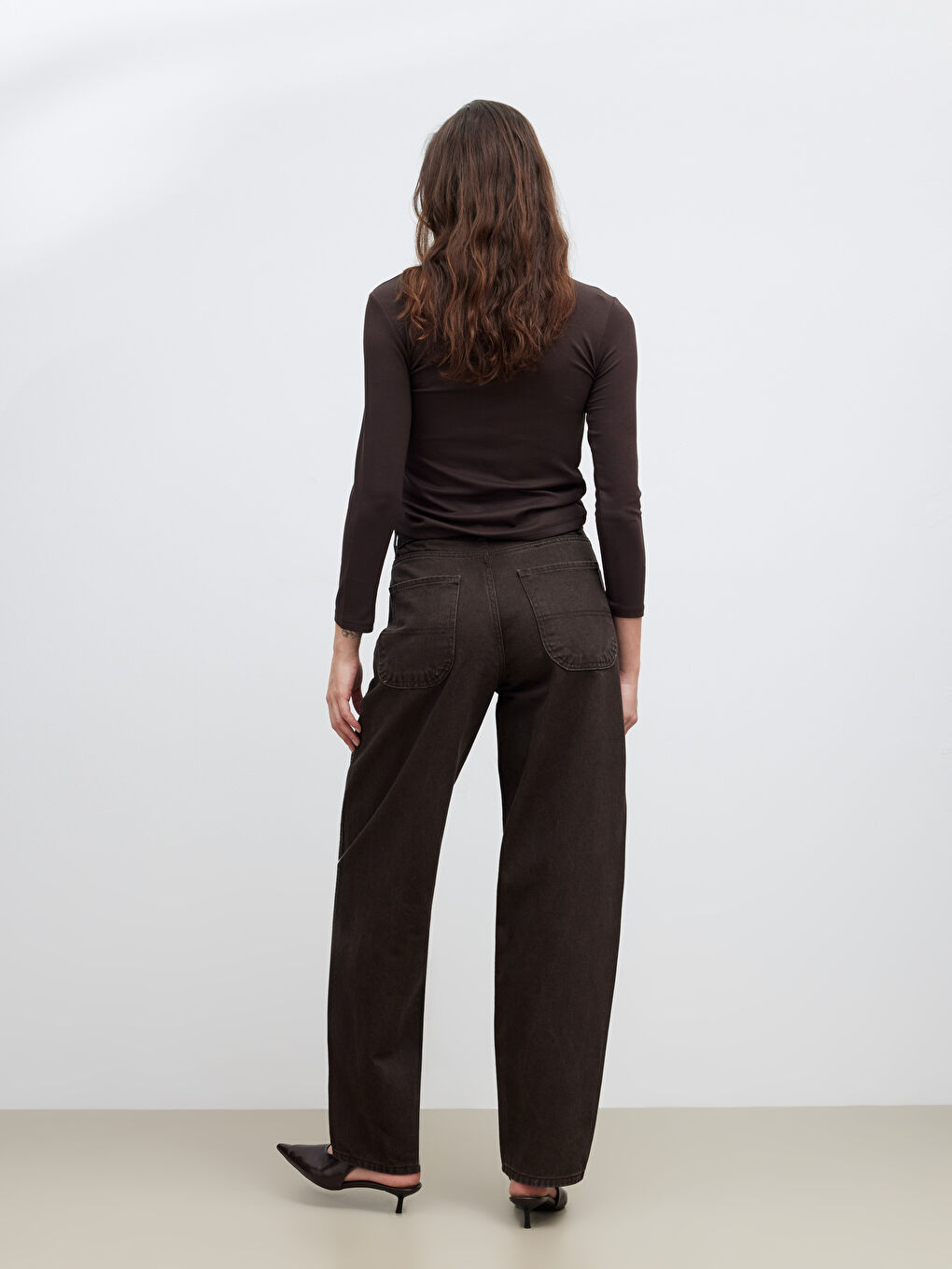 Kahverengi Taşlı Baggy Fit Kadın Jean Pantolon	-3