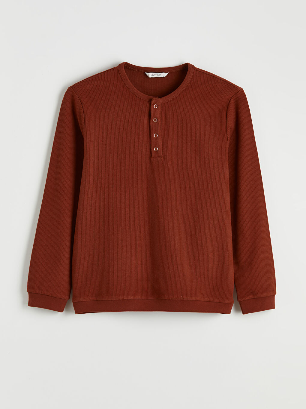 Kahverengi Bisiklet Yaka Erkek Düğmeli Tişört