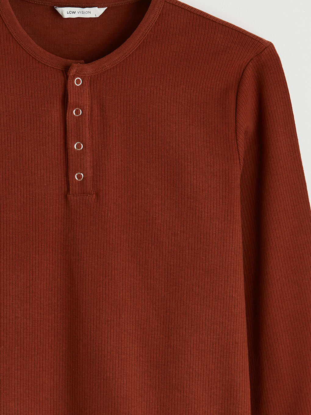 Kahverengi Bisiklet Yaka Erkek Düğmeli Tişört-1