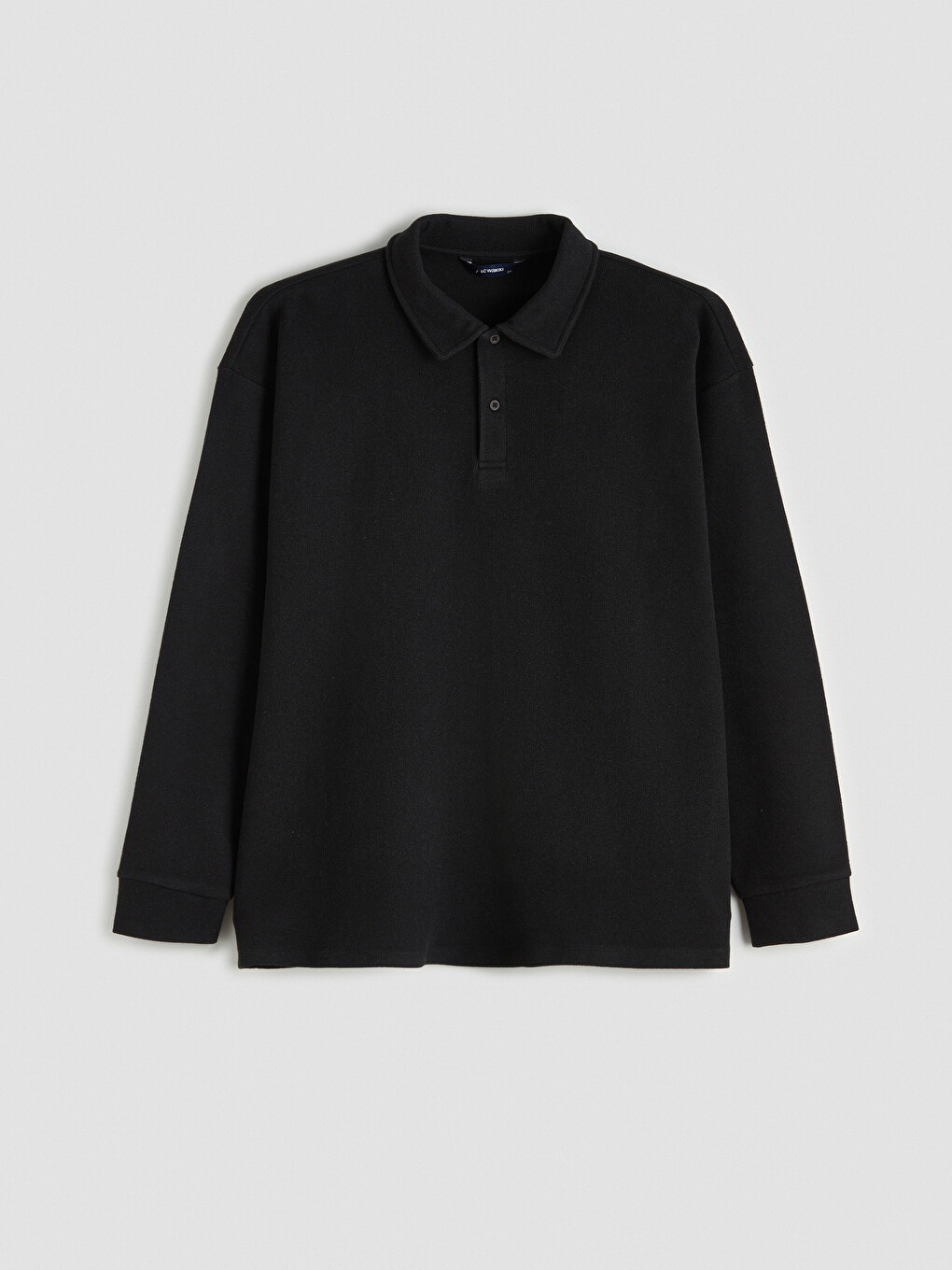 Siyah Polo Yaka Erkek Sweatshirt-3