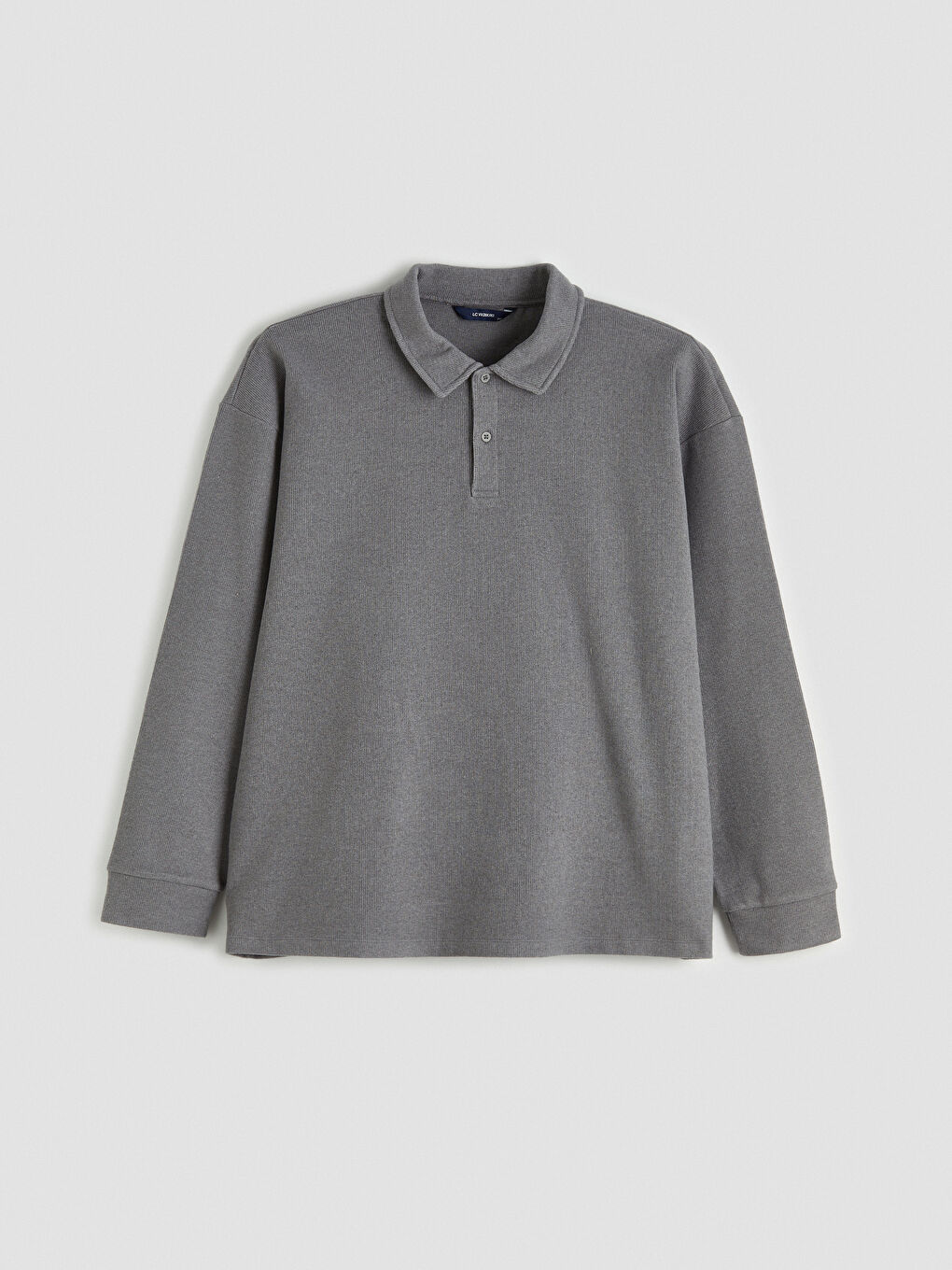 Gri Polo Yaka Erkek Sweatshirt