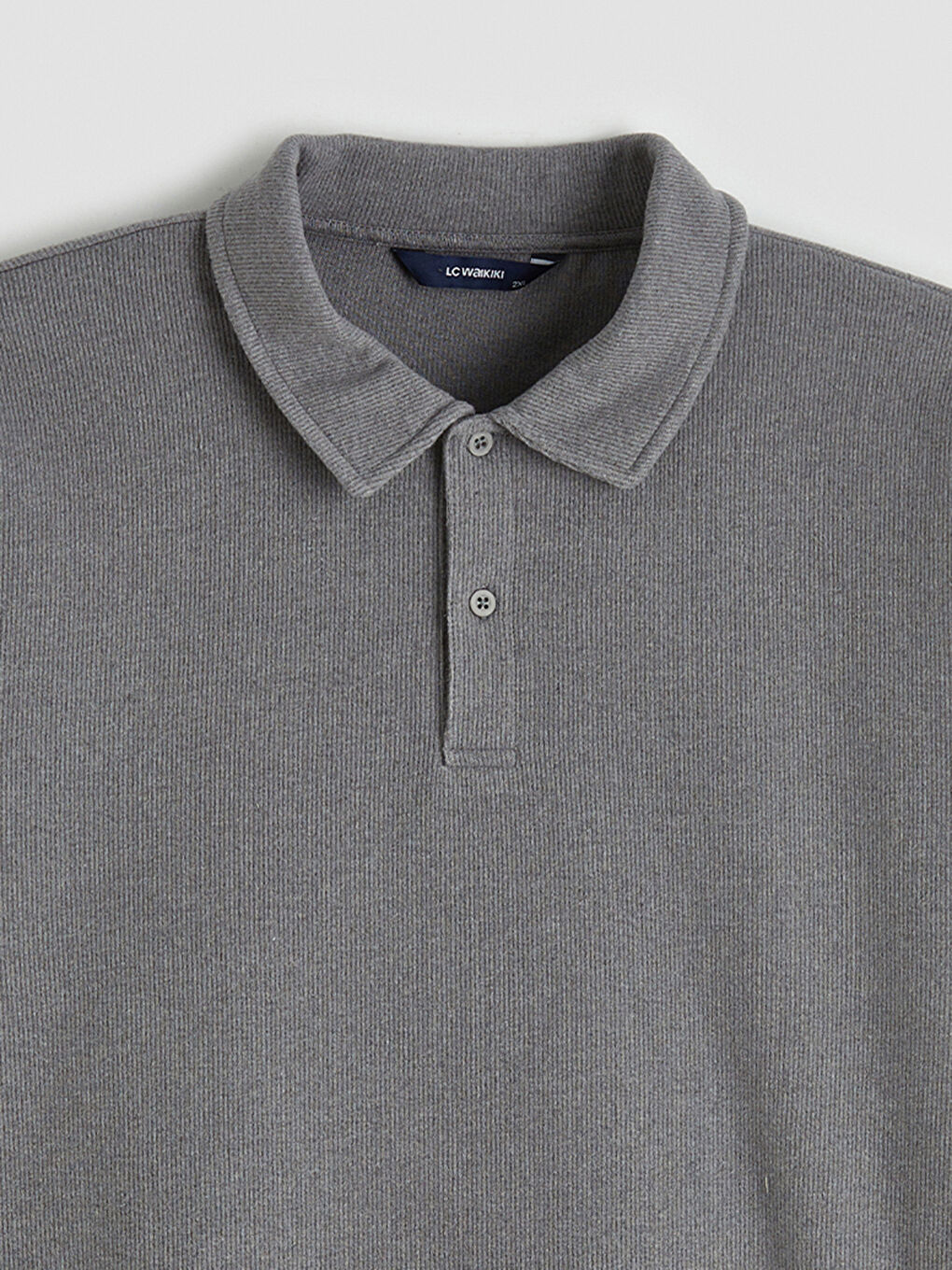 Gri Polo Yaka Erkek Sweatshirt-1