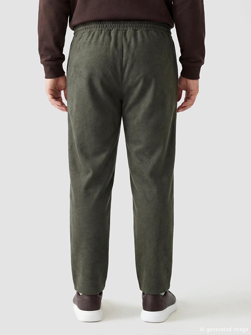 Haki Regular Fit Beli Lastikli Erkek Pantolon-3