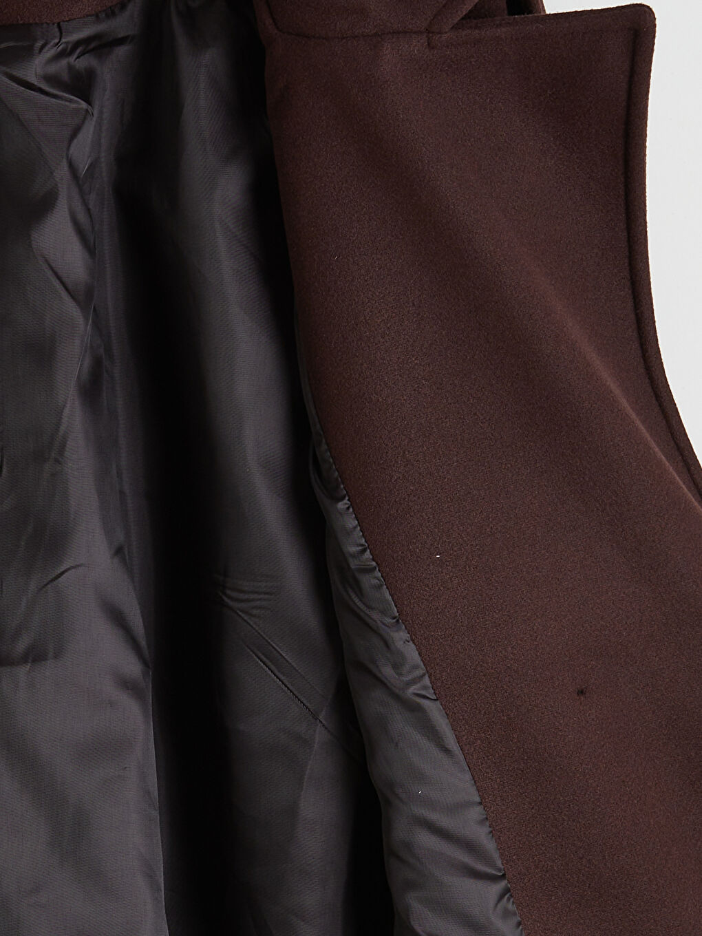 Kahverengi Kruvaze Yaka Oversize Kadın Kaşe Kaban	-11