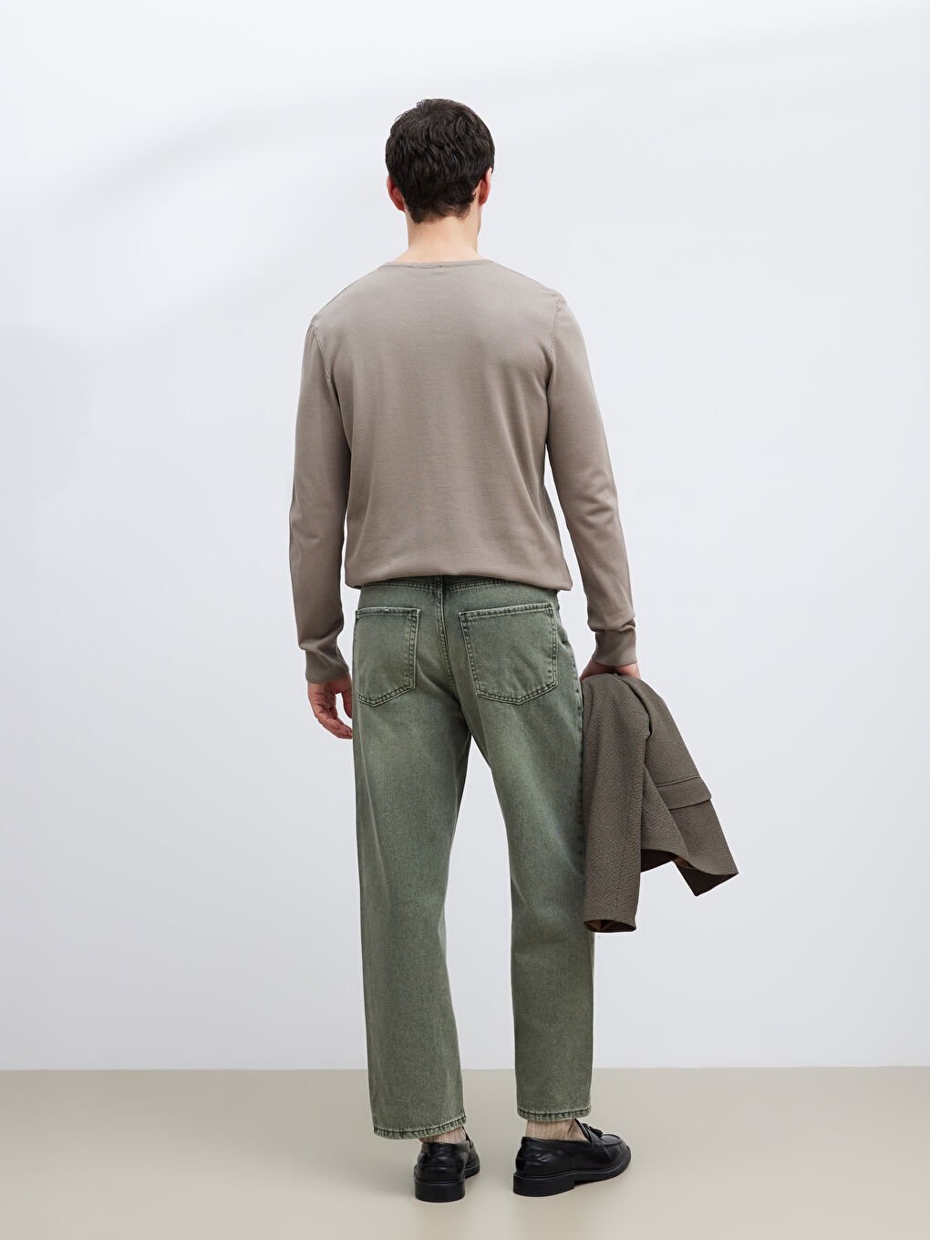 Yeşil Loose Fit Erkek Jean Pantolon-3