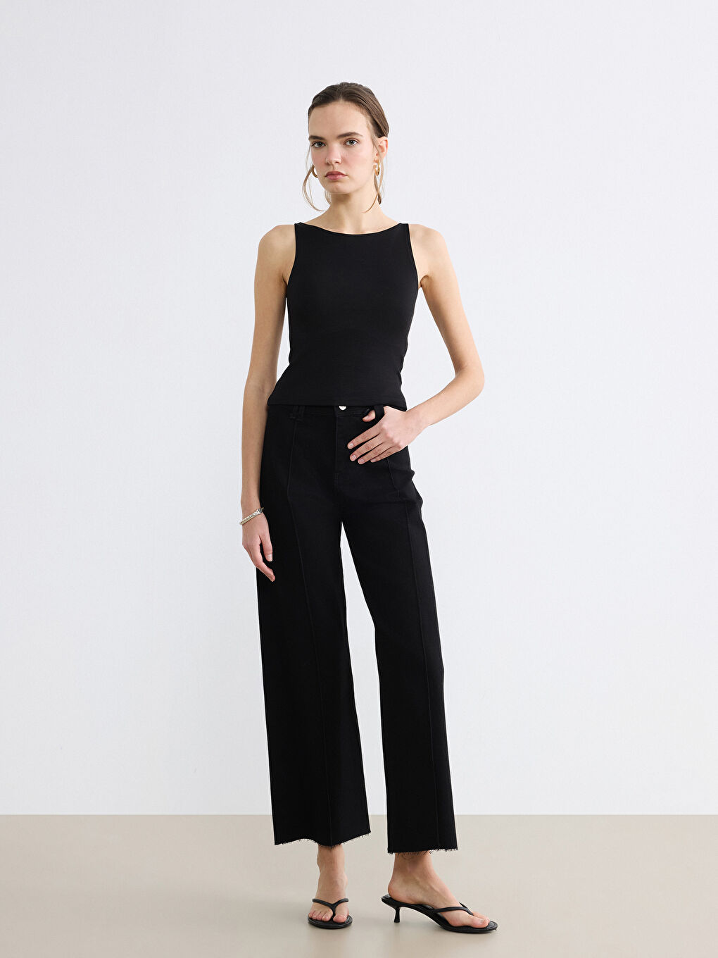 Siyah Flare Kadın Jean Pantolon