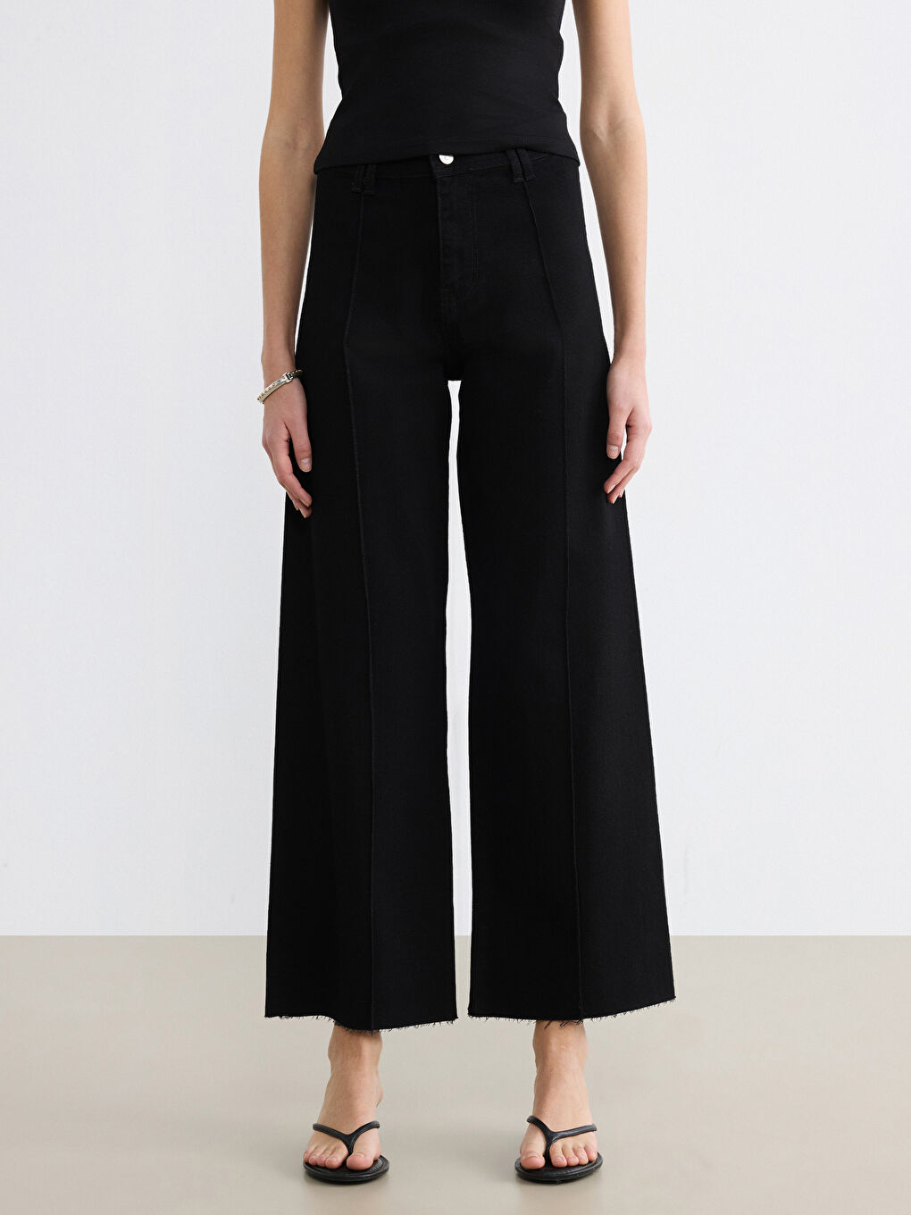 Siyah Flare Kadın Jean Pantolon-1