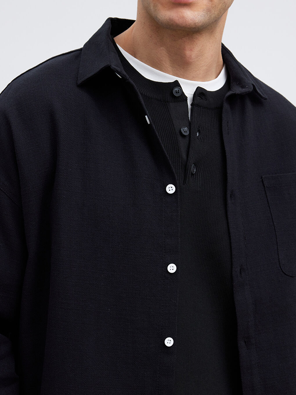 Siyah Regular Fit Erkek Gömlek-2