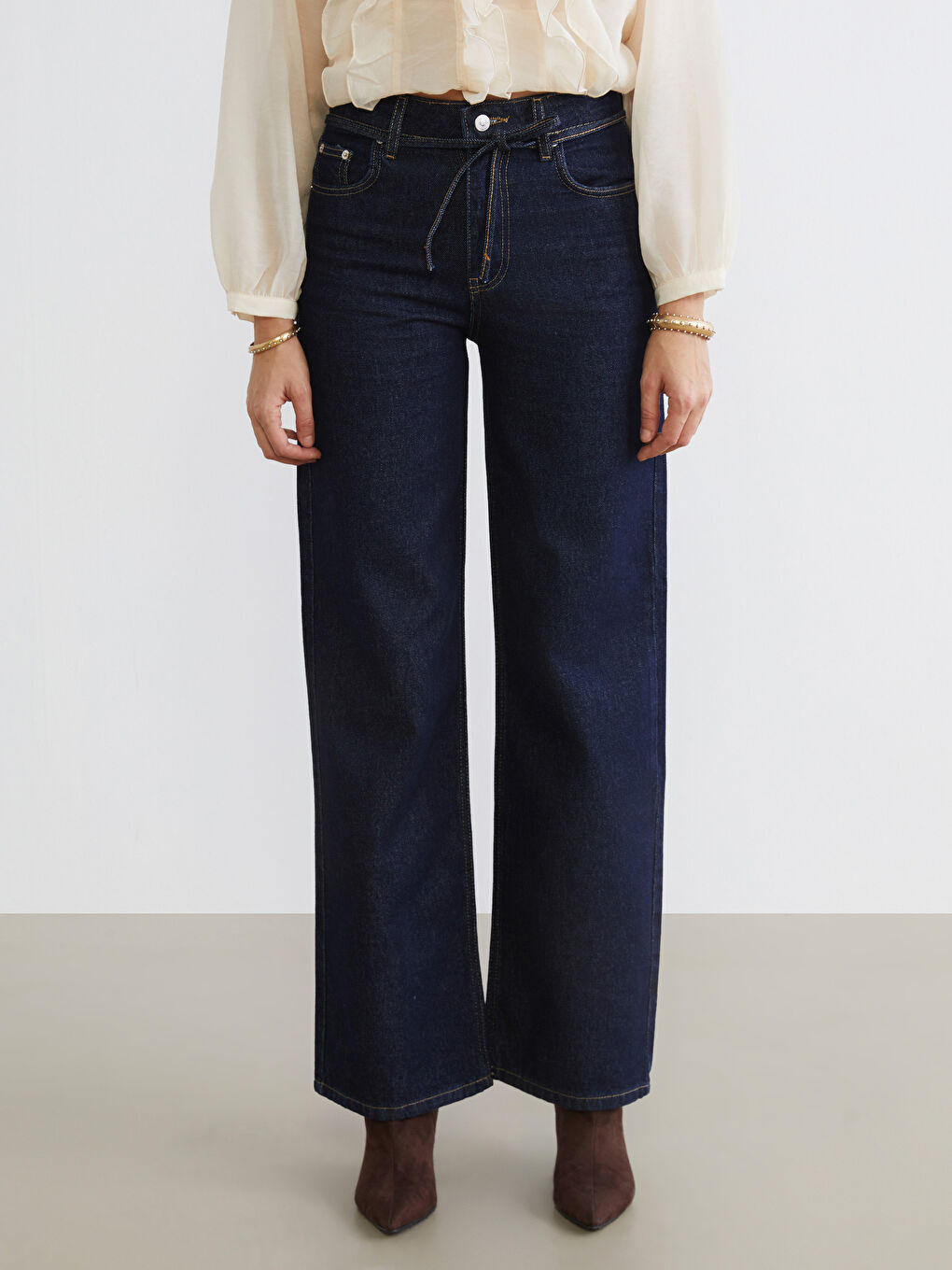 İndigo Wideleg Kadın Jean Pantolon-1