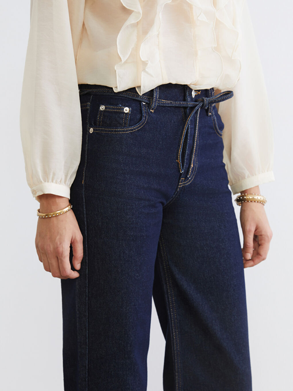 İndigo Wideleg Kadın Jean Pantolon-2