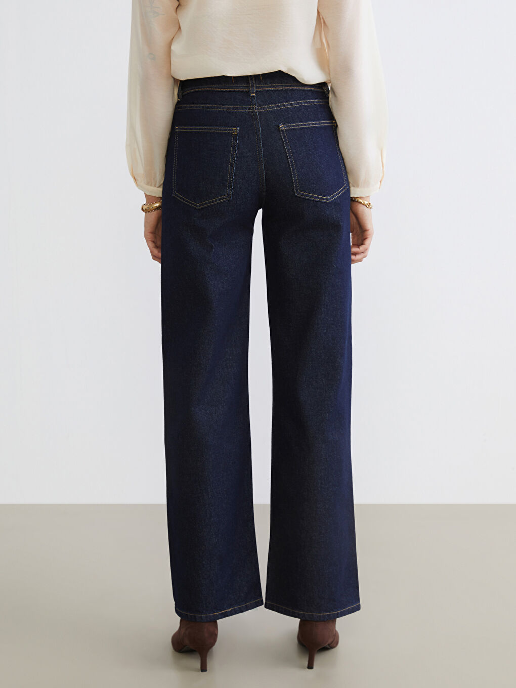 İndigo Wideleg Kadın Jean Pantolon-3