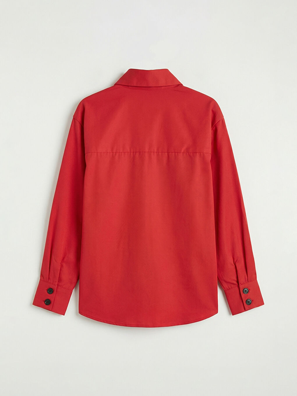 Kırmızı Dik Yaka Kadın Gömlek-5