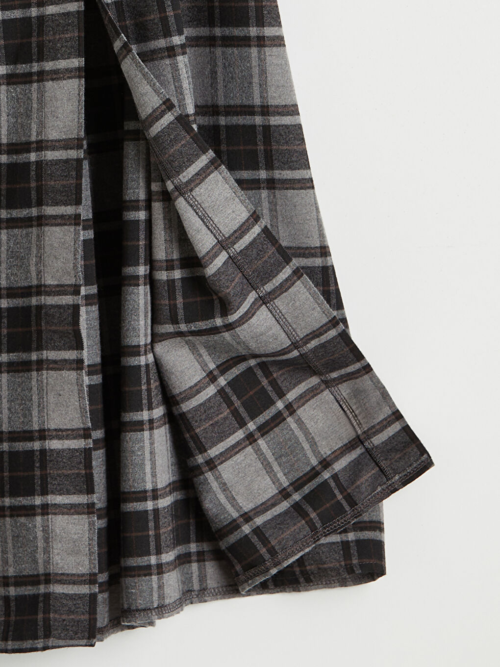 Siyah Yüksek Bel Ekose Pileli Etek-6