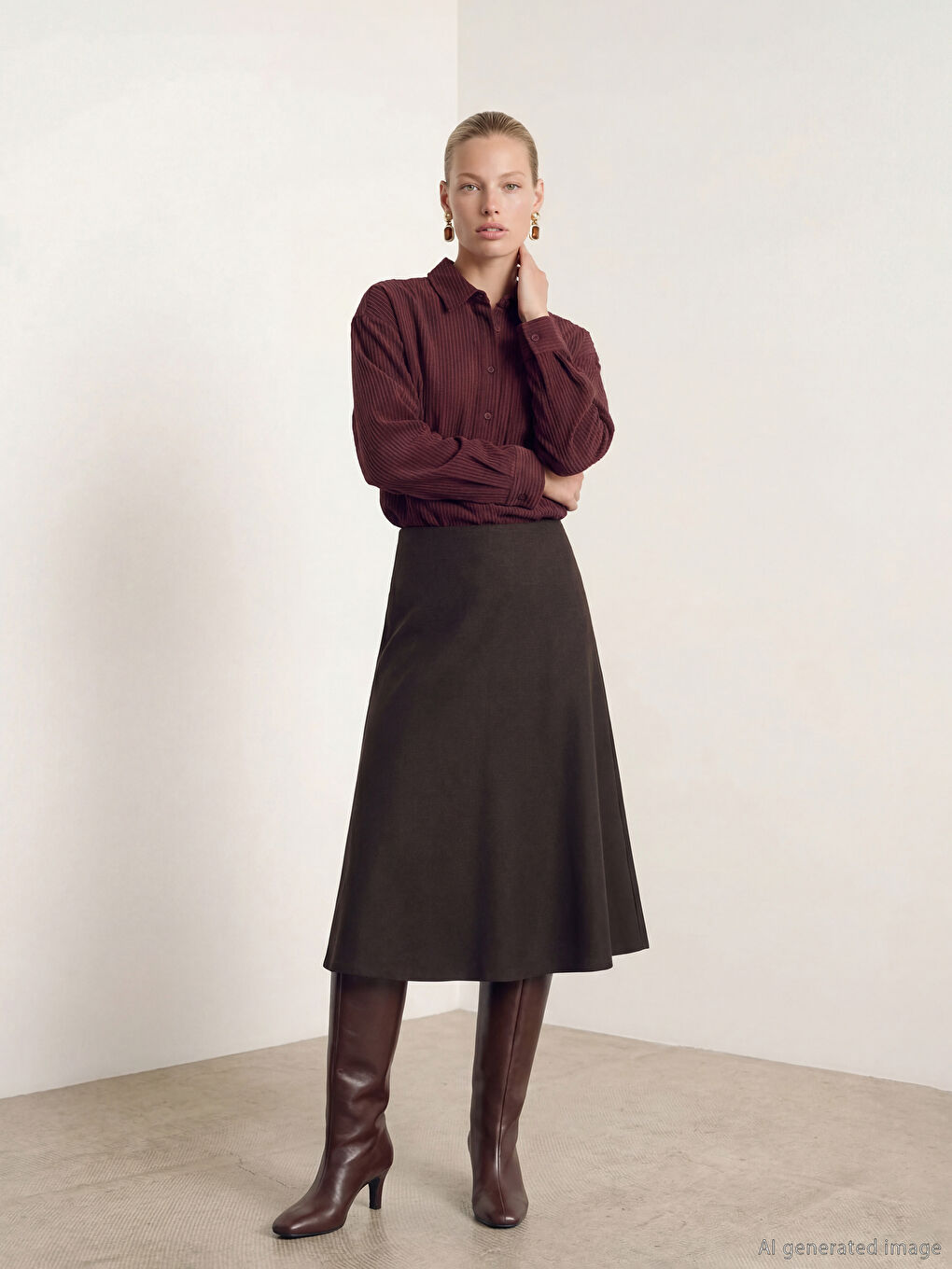 Kahverengi Beli Lastikli A Kesim Etek