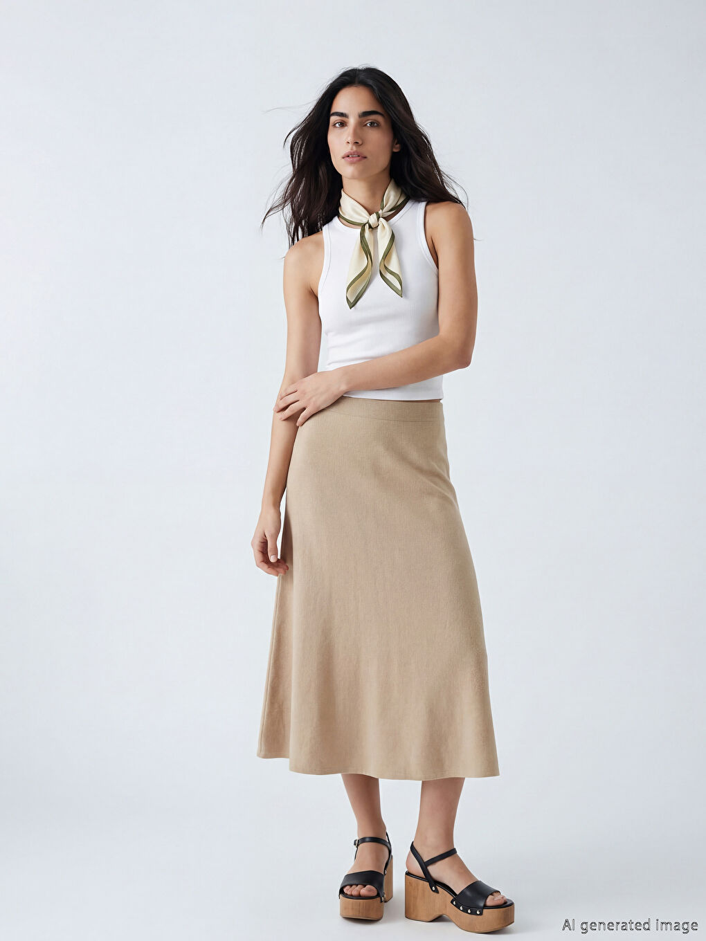 Bej Beli Lastikli A Kesim Etek