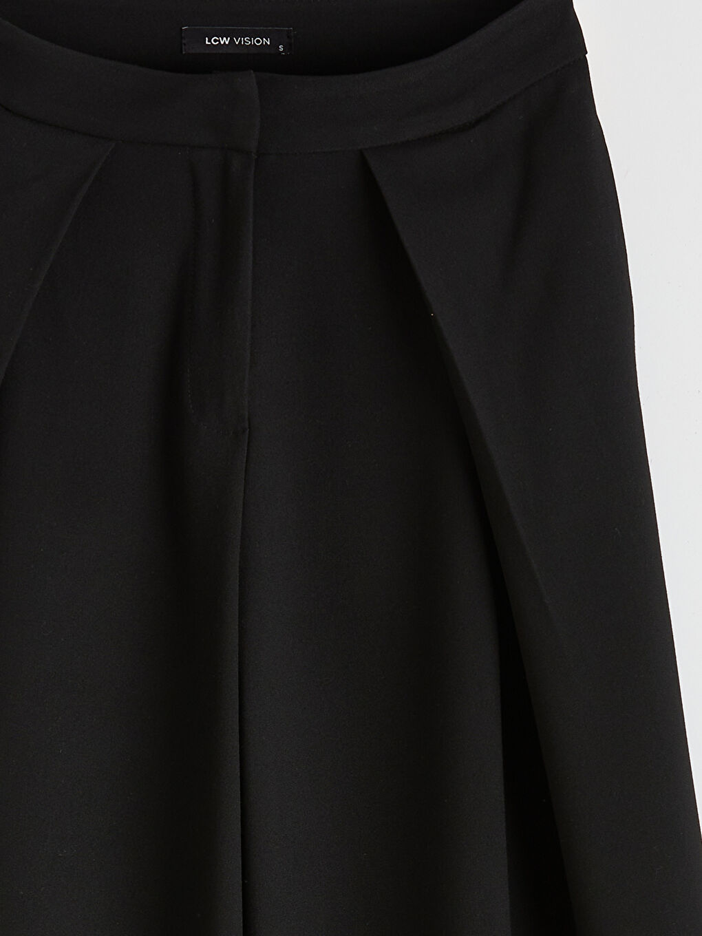 Siyah Pili Detaylı Geniş Paça Kadın Pantolon-10