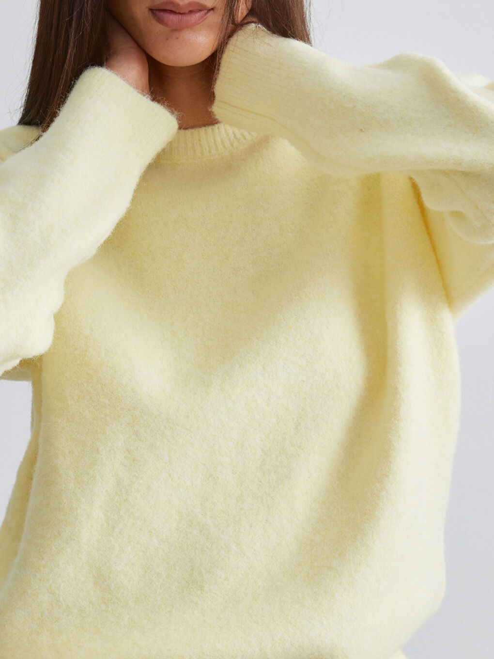 Sarı Bisiklet Yaka Kadın Triko Kazak-2