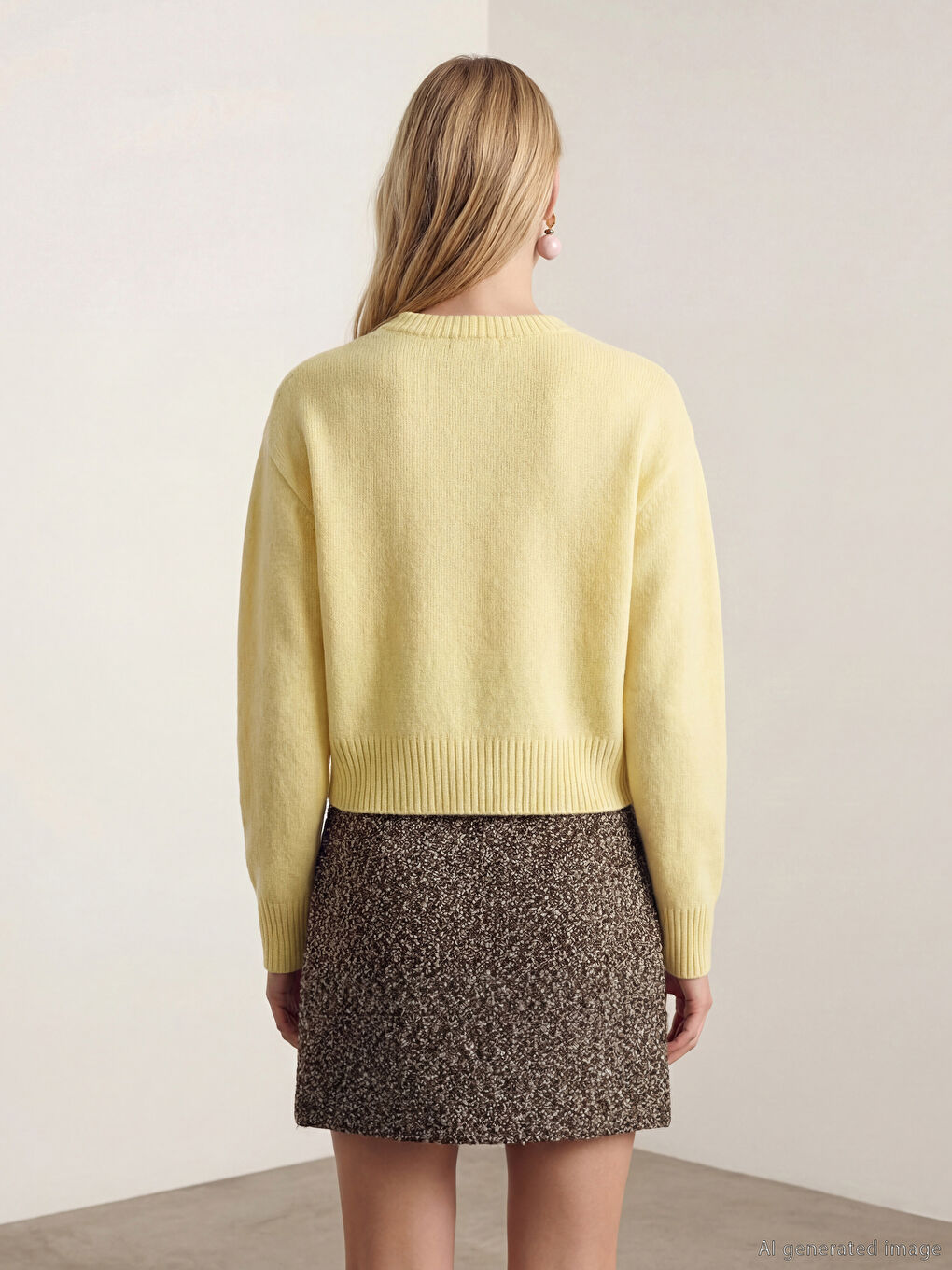 Sarı Bisiklet Yaka Kadın Triko Kazak-7