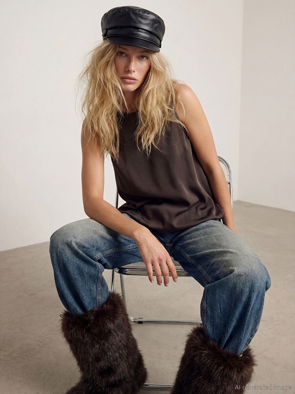 Kahverengi Bisiklet Yaka Büzgülü Bluz