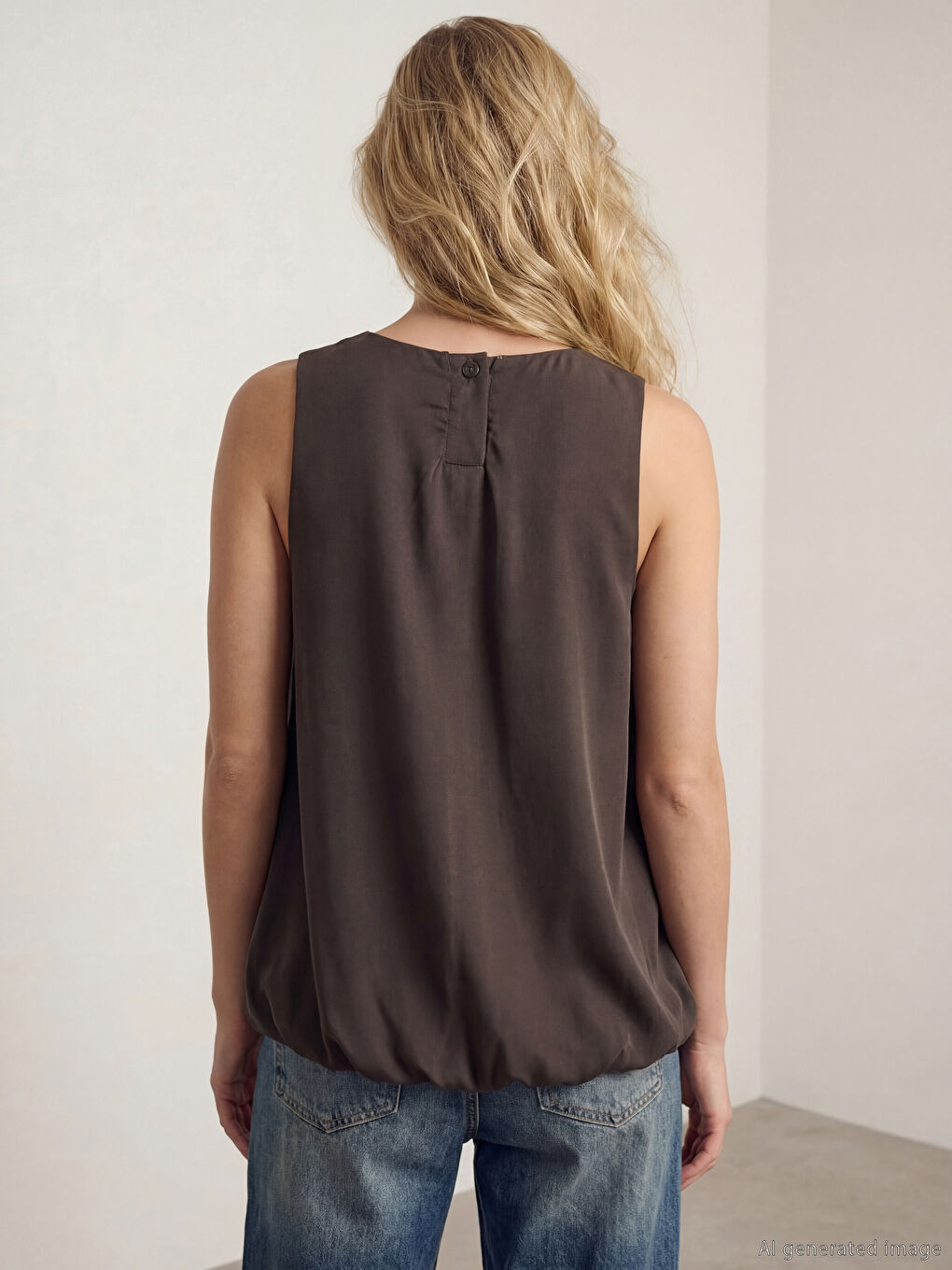 Kahverengi Bisiklet Yaka Büzgülü Bluz-2